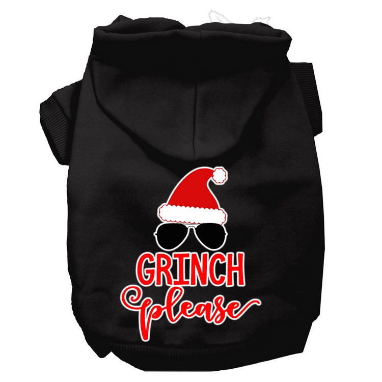 Grinch Please Screen Print Dog Hoodie Black XS